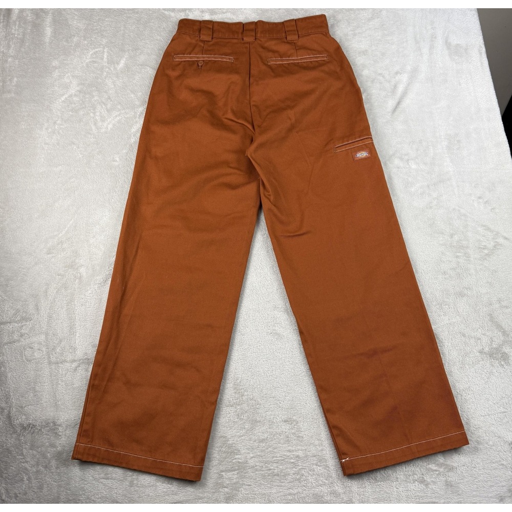 Dickies Sawyerville Pants Women 8 Rust Orange Twill Wide Leg Workwear Utility - Picture 2 of 12